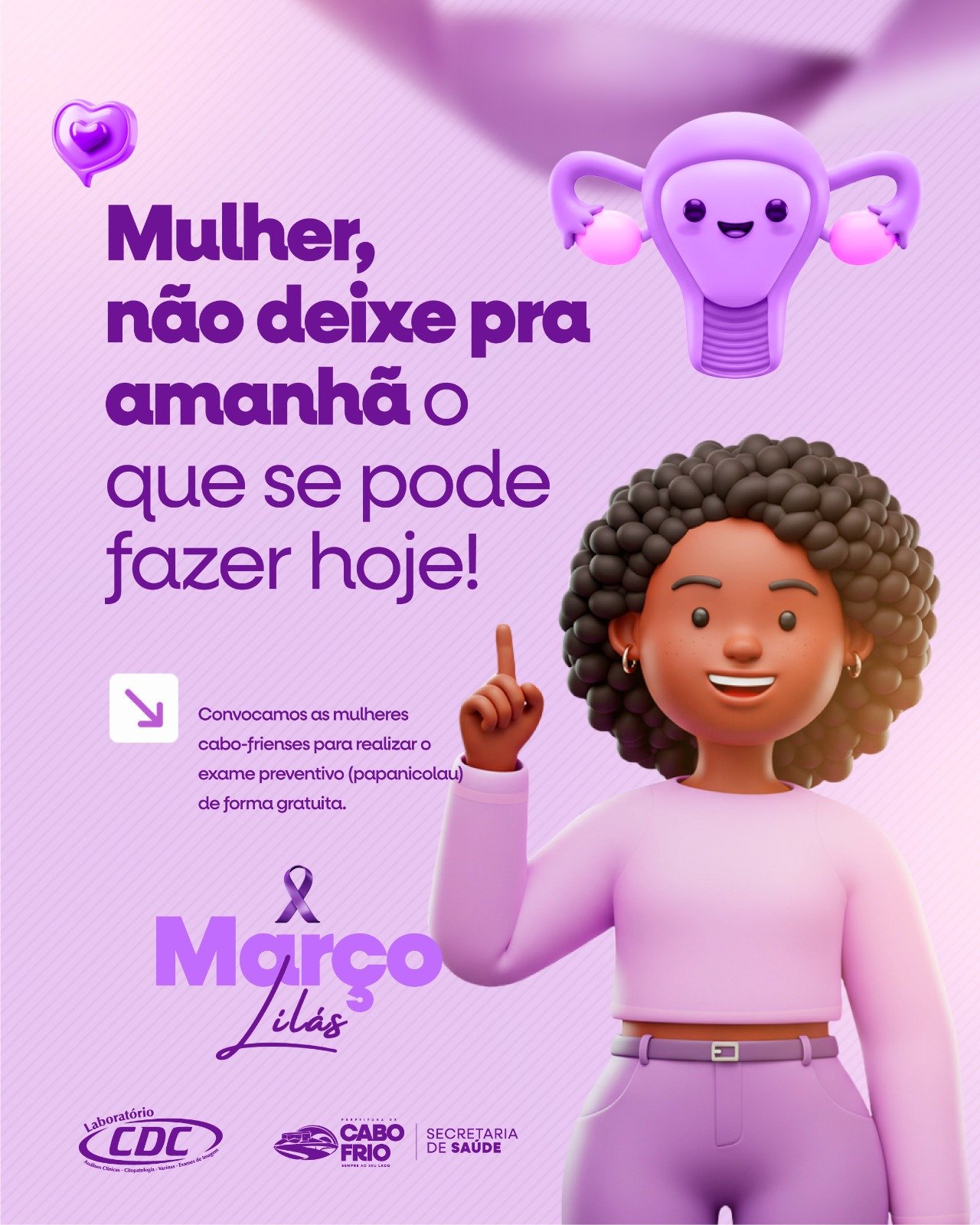 Secretaria de Saúde de Cabo Frio promove campanha “Março Lilás”