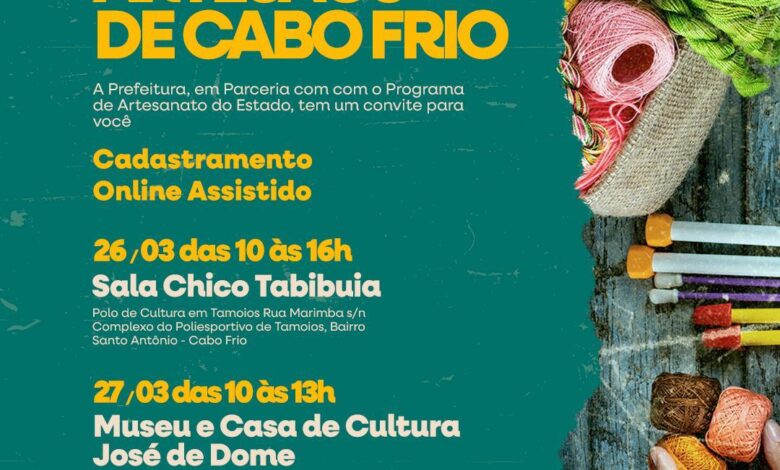 Prefeitura de Cabo Frio convoca artesãos para cadastramento da Carteira Nacional de Artesão